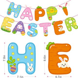 Happy Easter Banner Garland Bunny Egg Chick Carrot Colorful Spring Party Decor Supplies
