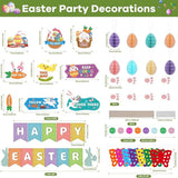 Easter Decorations Set: Happy Easter Banner, Bunny Garland, Egg Hunt Signs, Party Decor
