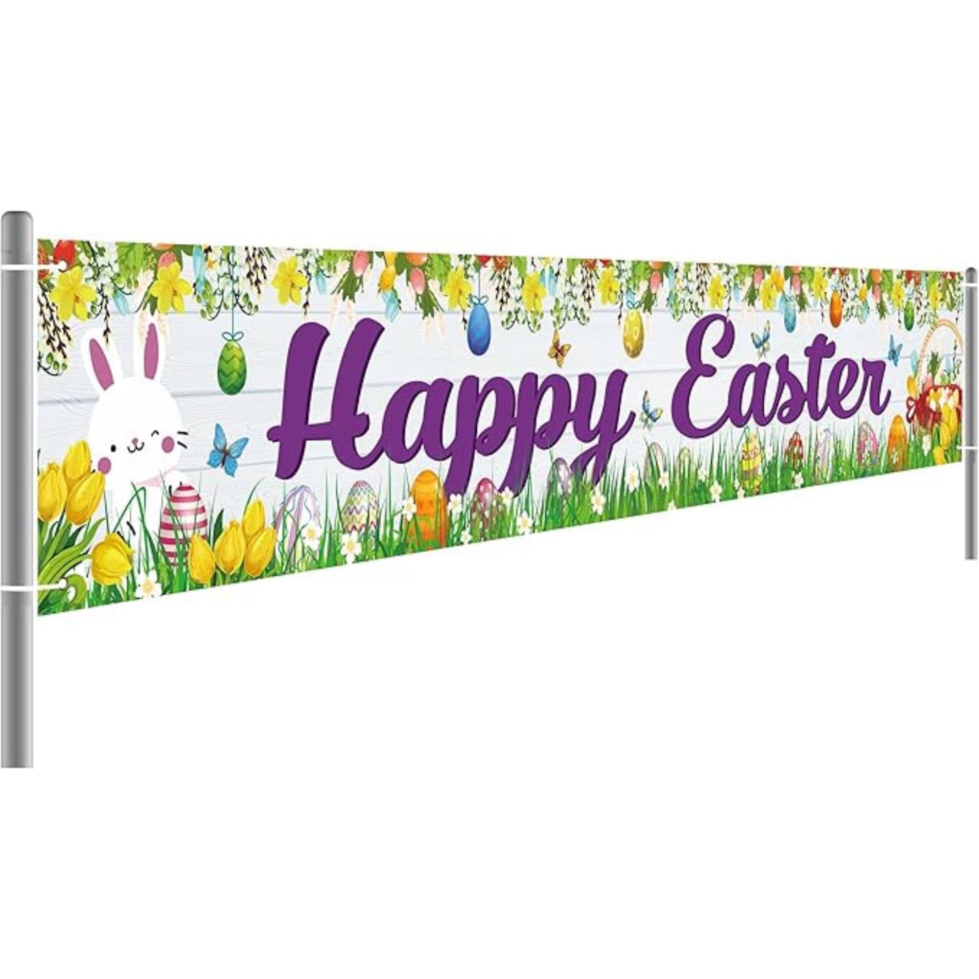 Happy Easter Banner Outdoor Party Decorations Spring Easter Day Decor Supplies