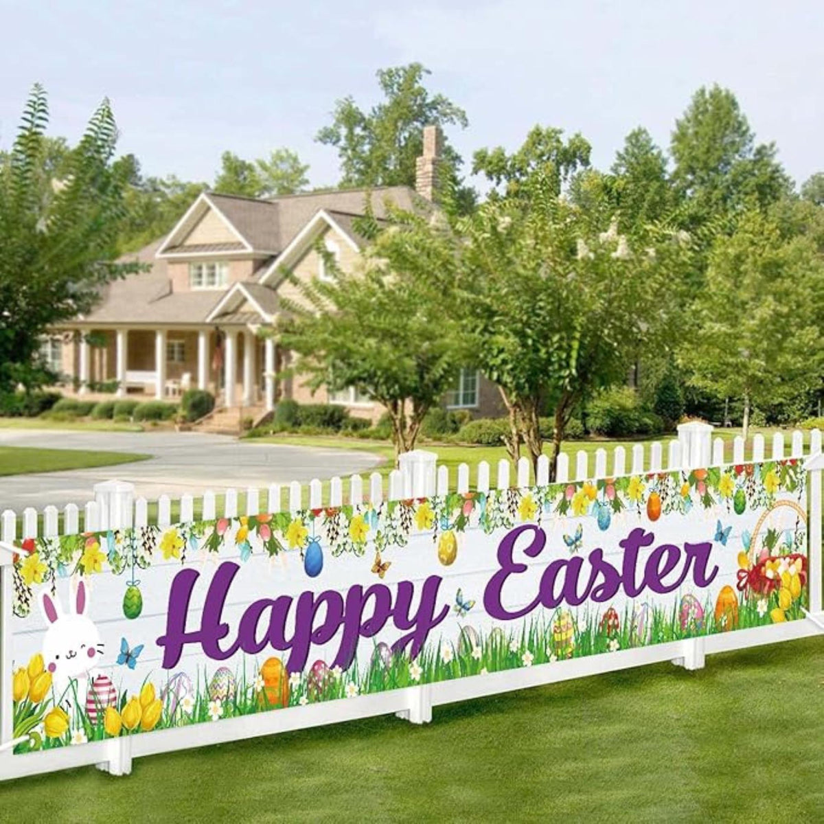 Happy Easter Banner Outdoor Party Decorations Spring Easter Day Decor Supplies