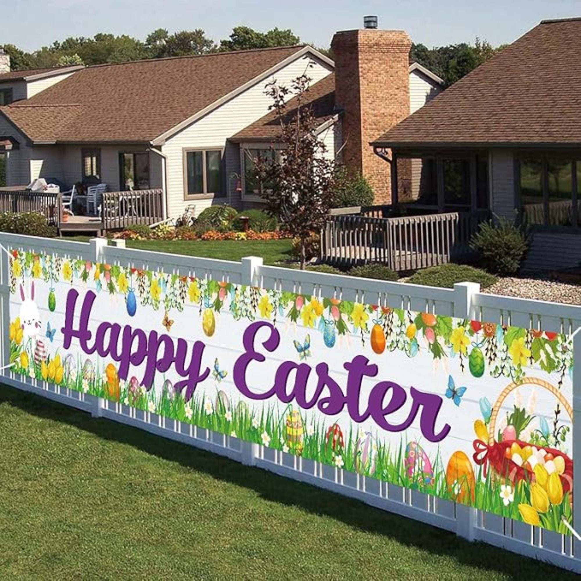 Happy Easter Banner Outdoor Party Decorations Spring Easter Day Decor Supplies