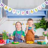 Happy Easter Felt Bunny Garland Banner White Mantel Wall Indoor Party Decor Supplies