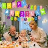 Pre-strung Easter Banner: Happy Easter, Bunny, Egg Garland – Pastel Felt Decor