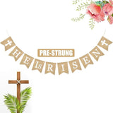 He Is Risen Banner Burlap Garland Religious Easter Bunting Christian Resurrection Party Decor Supplies