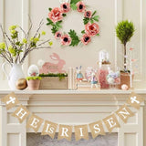 He Is Risen Banner Burlap Garland Religious Easter Bunting Christian Resurrection Party Decor Supplies
