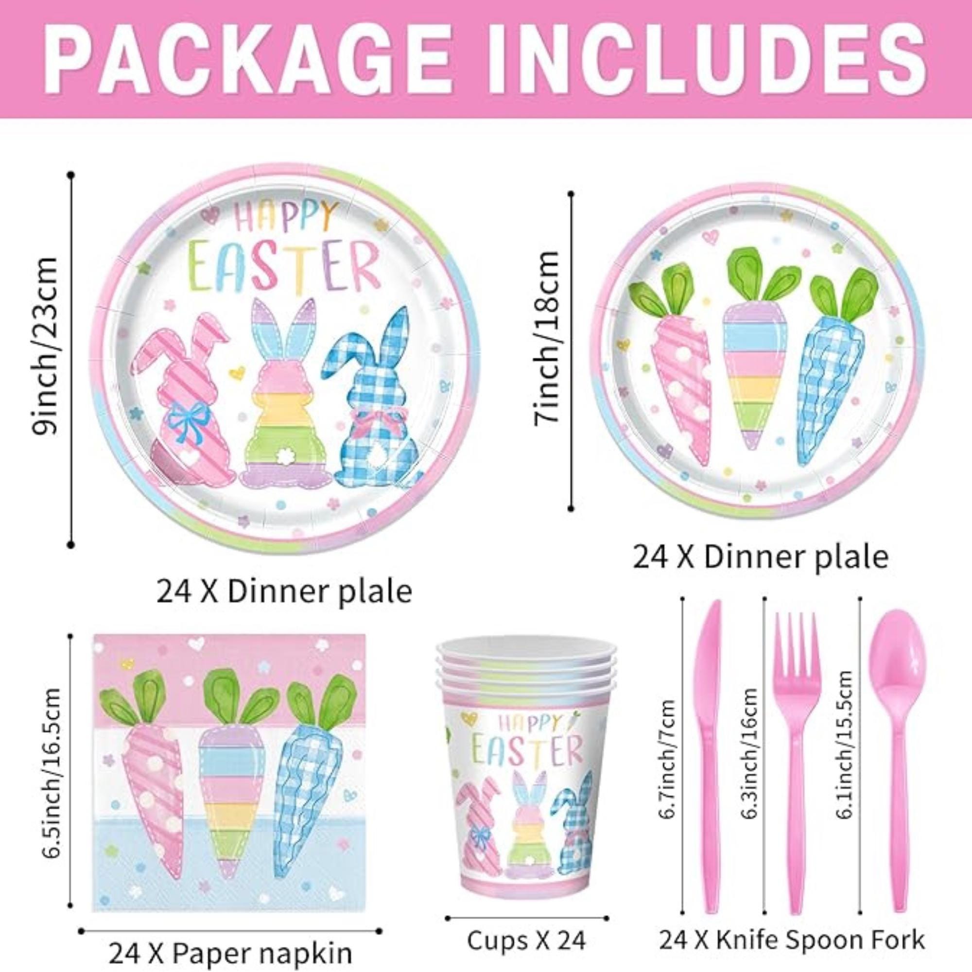 Easter Bunny Carrot Paper Plates and Napkins Set for 24 Guests