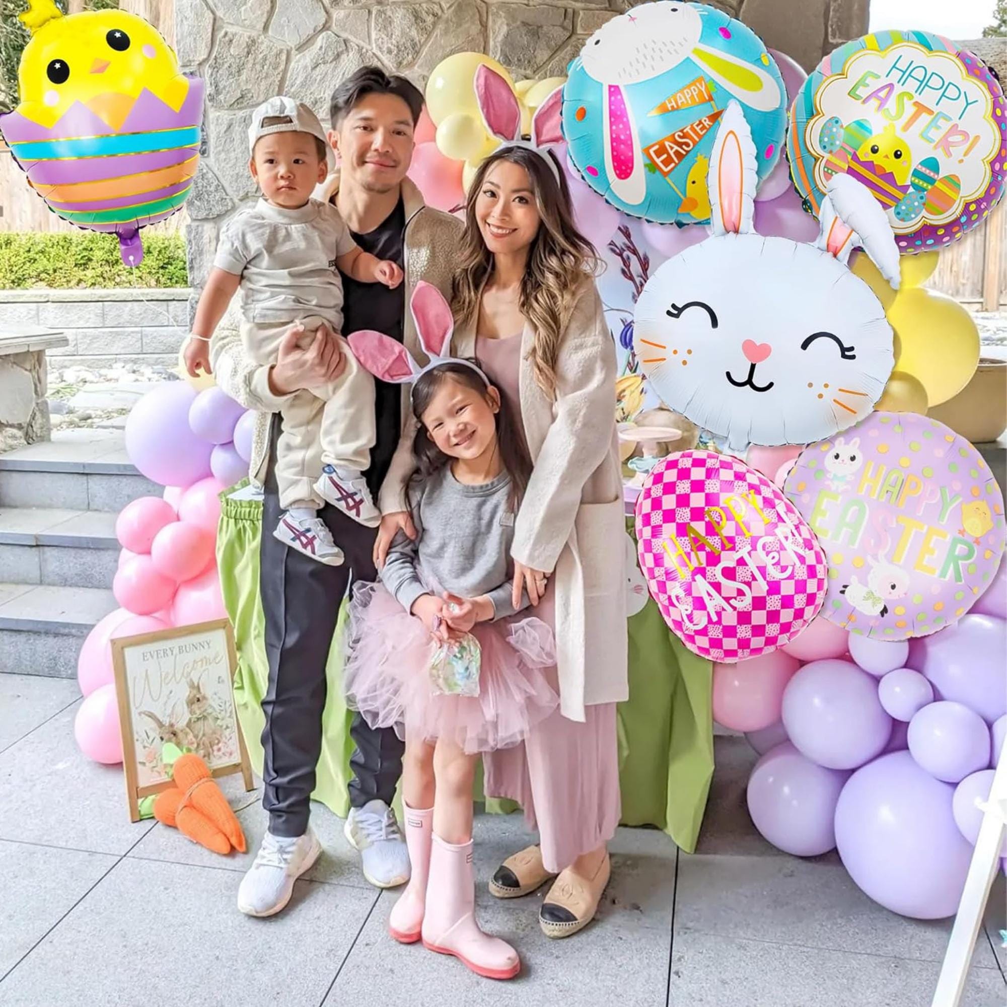 Easter Balloons 10 Pack Mylar Foil Bunny Egg Chick Helium Party Decor