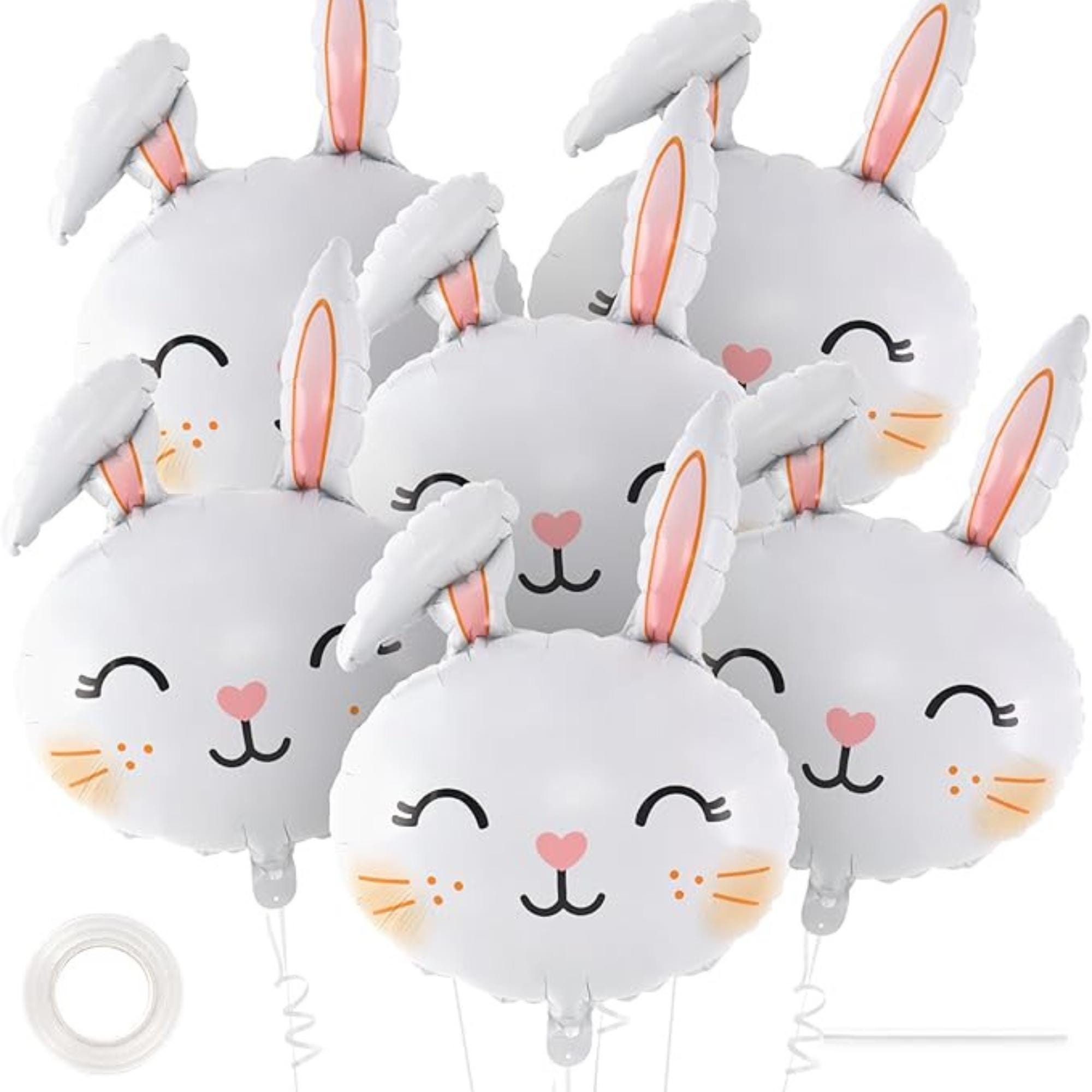Easter Rabbit Balloons Set of 6 Giant White Bunny Head Foil Party Decor Supplies