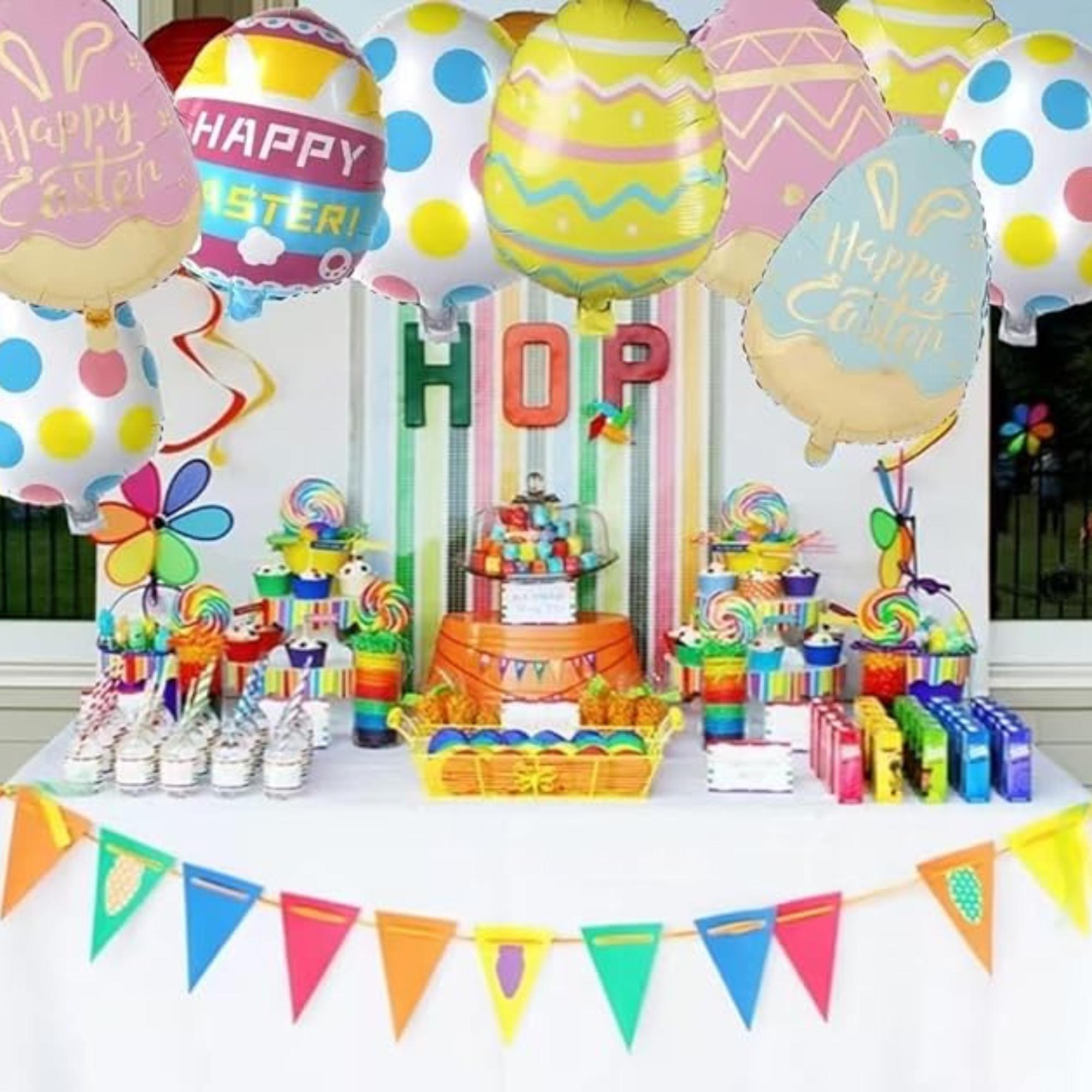 Easter Egg Balloons Set of 10 Happy Easter Bunny Foil Party Decor Supplies