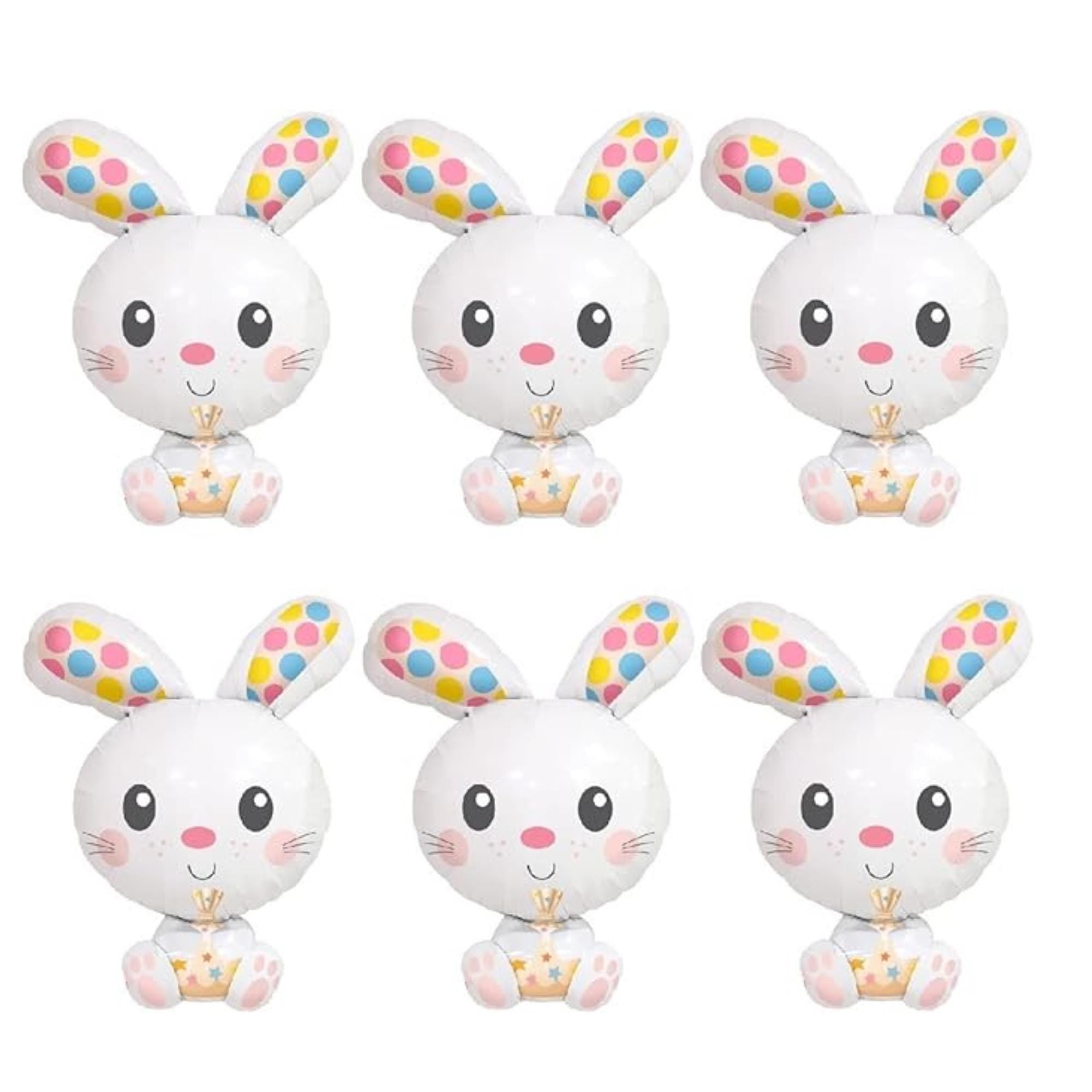 Easter Bunny Balloons Set of 6 Jumbo 28 Inch Spotted Rabbit Foil Party Decor