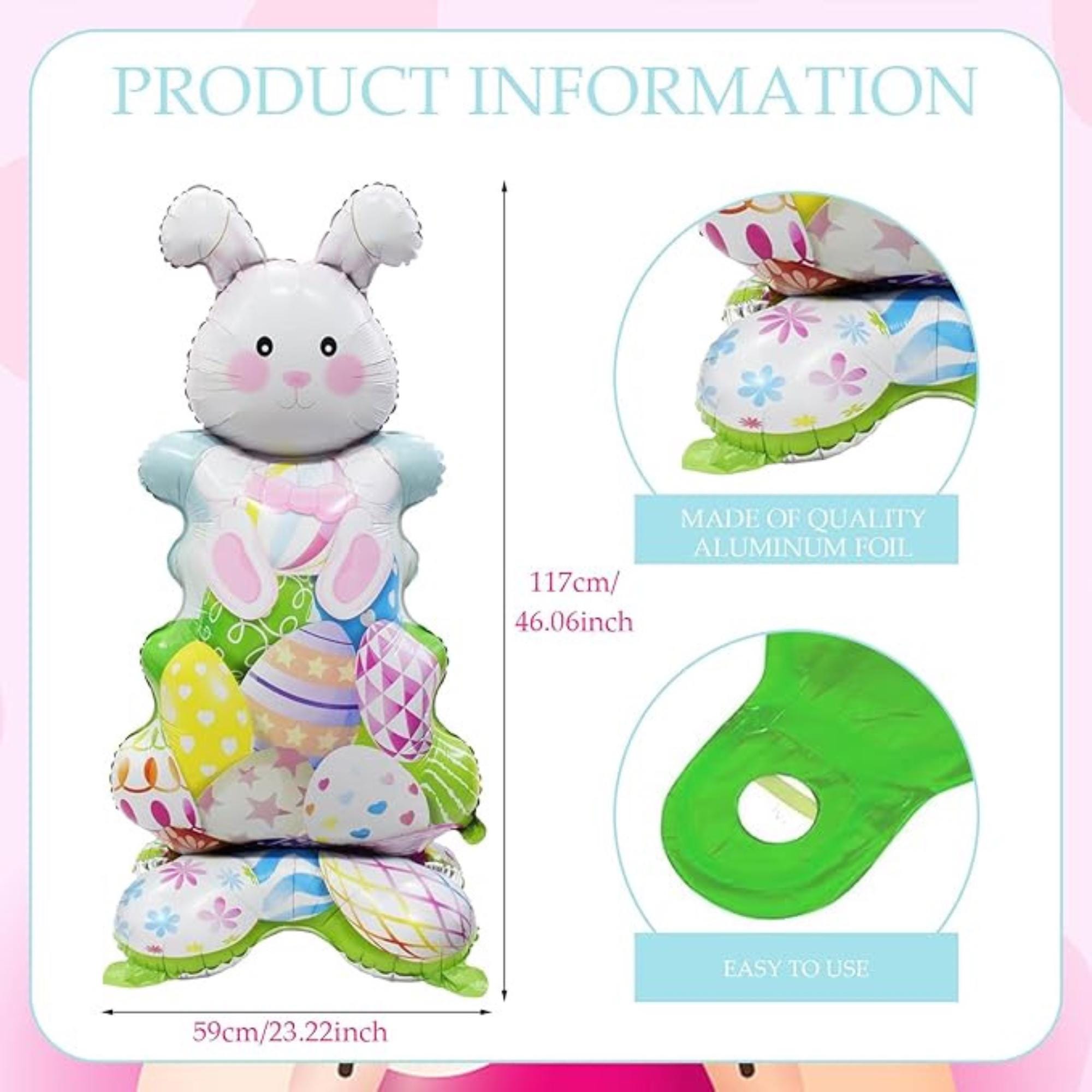 Easter Large Standing Bunny Egg Foil Balloons 3D Rabbit Party Decor for Kids