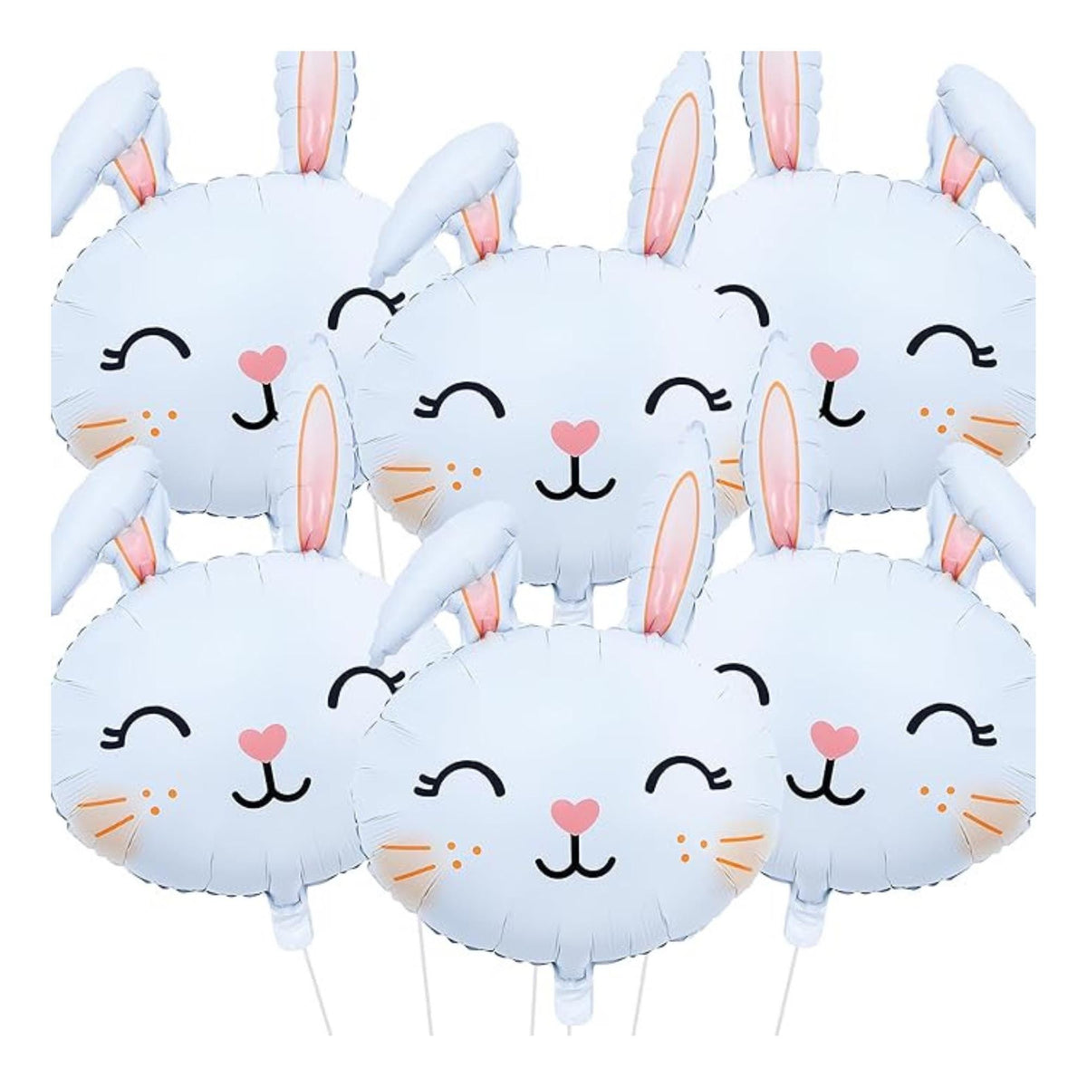 Easter Rabbit Balloons Set of 6 Large Bunny Foil Party Decor for Birthday Events