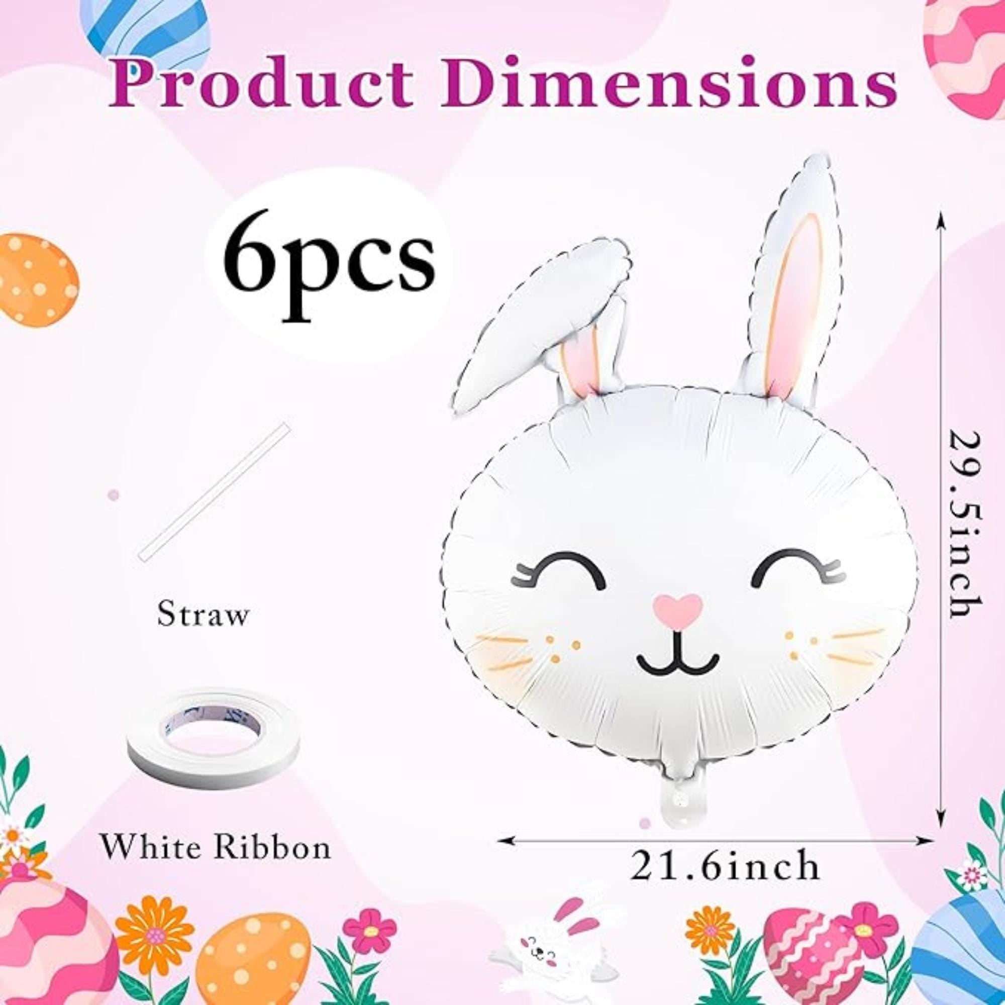 Easter Rabbit Balloons Set of 6 Large Bunny Foil Party Decor for Birthday Events