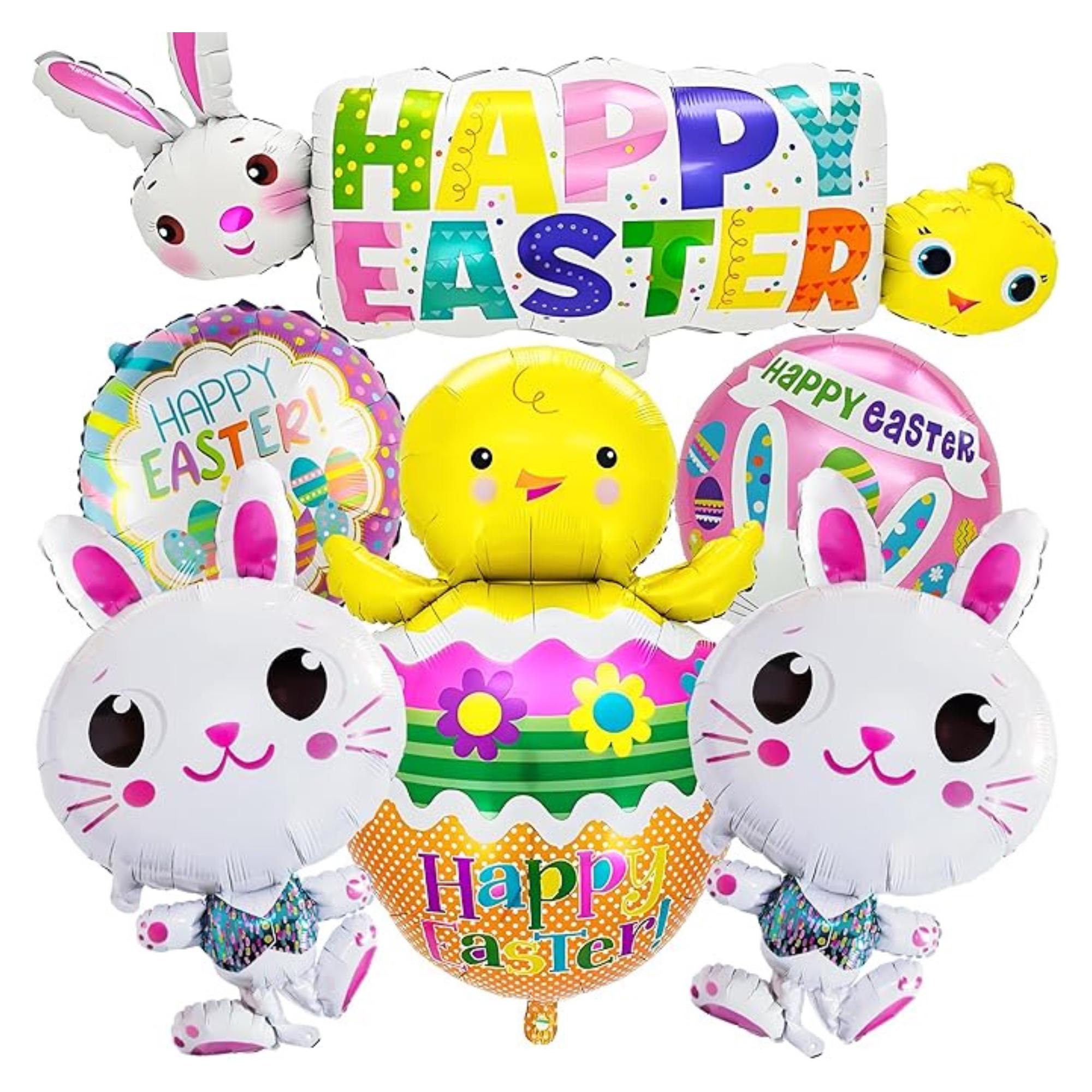 Easter Balloons Set of 6 Bunny Chick Egg Foil Mylar Party Decor Supplies