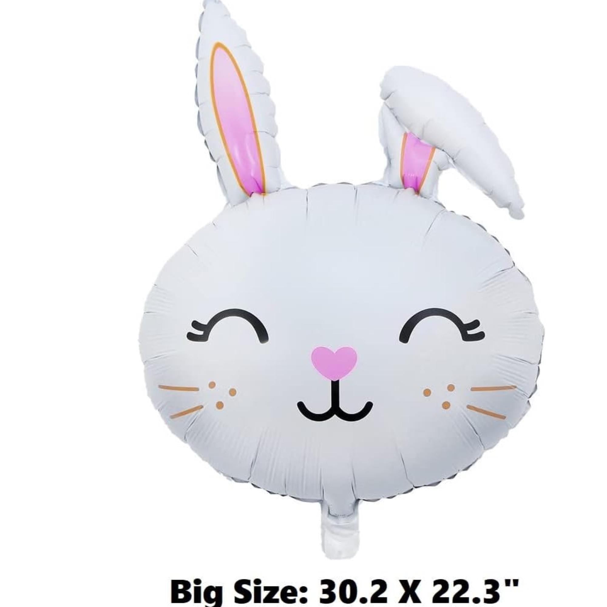 Jumbo Easter Bunny Balloon 30 Inch White Rabbit Head Foil Party Decor Supplies