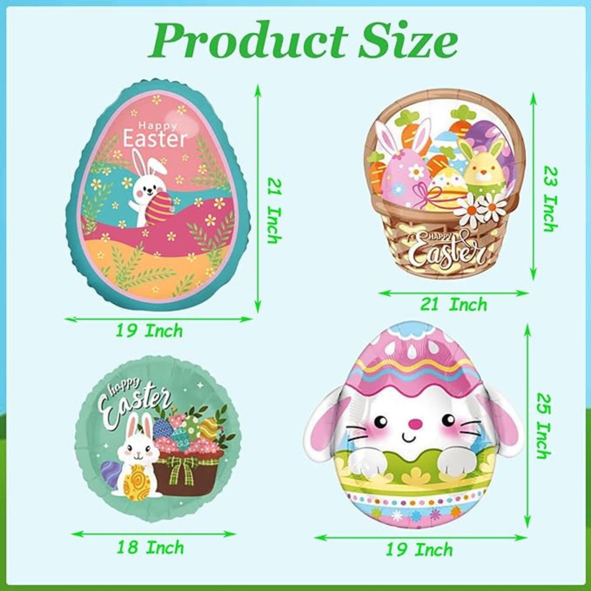 Easter Balloons Set of 8 Bunny Carrot Chick Egg Foil Party Decor Supplies