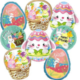 Easter Balloons Set of 8 Bunny Carrot Chick Egg Foil Party Decor Supplies