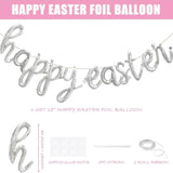 Happy Easter Silver Script Letter Balloons 18 Inch Foil Party Decor Supplies