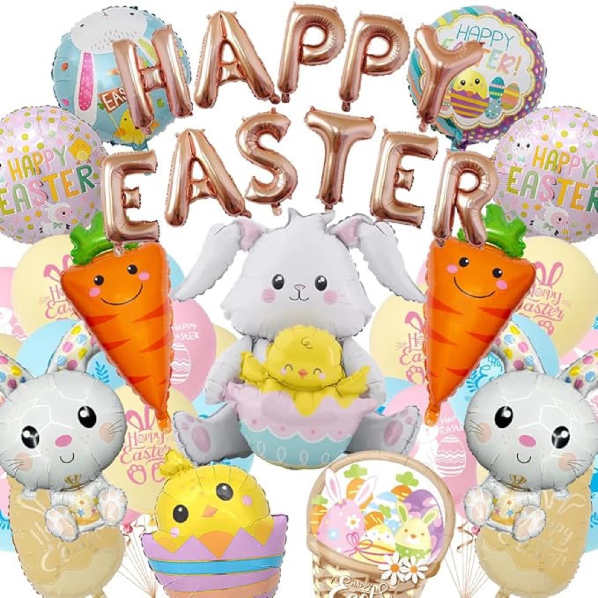 Easter Balloons Set of 46 Bunny Carrot Egg Chick Happy Easter Party Decor