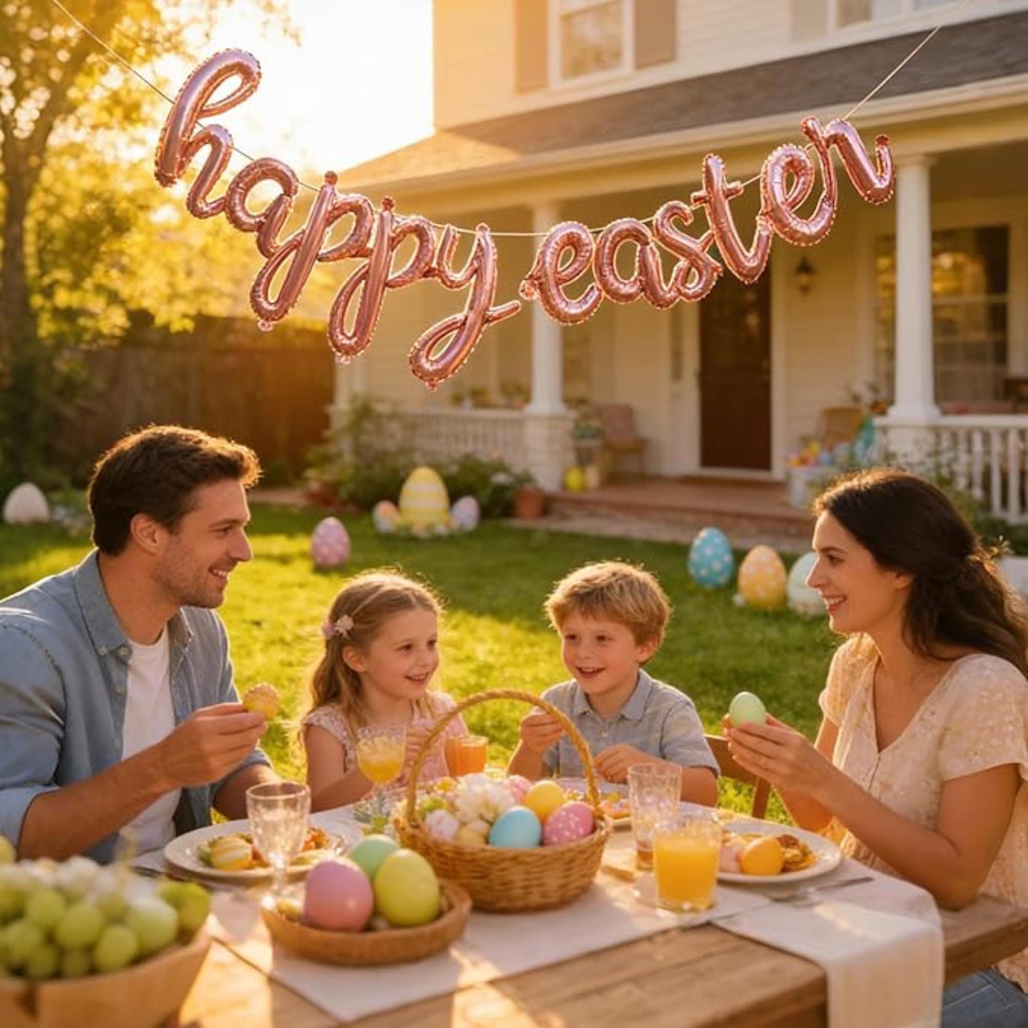 Happy Easter Rose Gold Script Letter Balloons 18 Inch Foil Party Decor Supplies