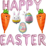 Happy Easter Balloons Set of 17 Bunny Carrot Foil Party Decor Supplies