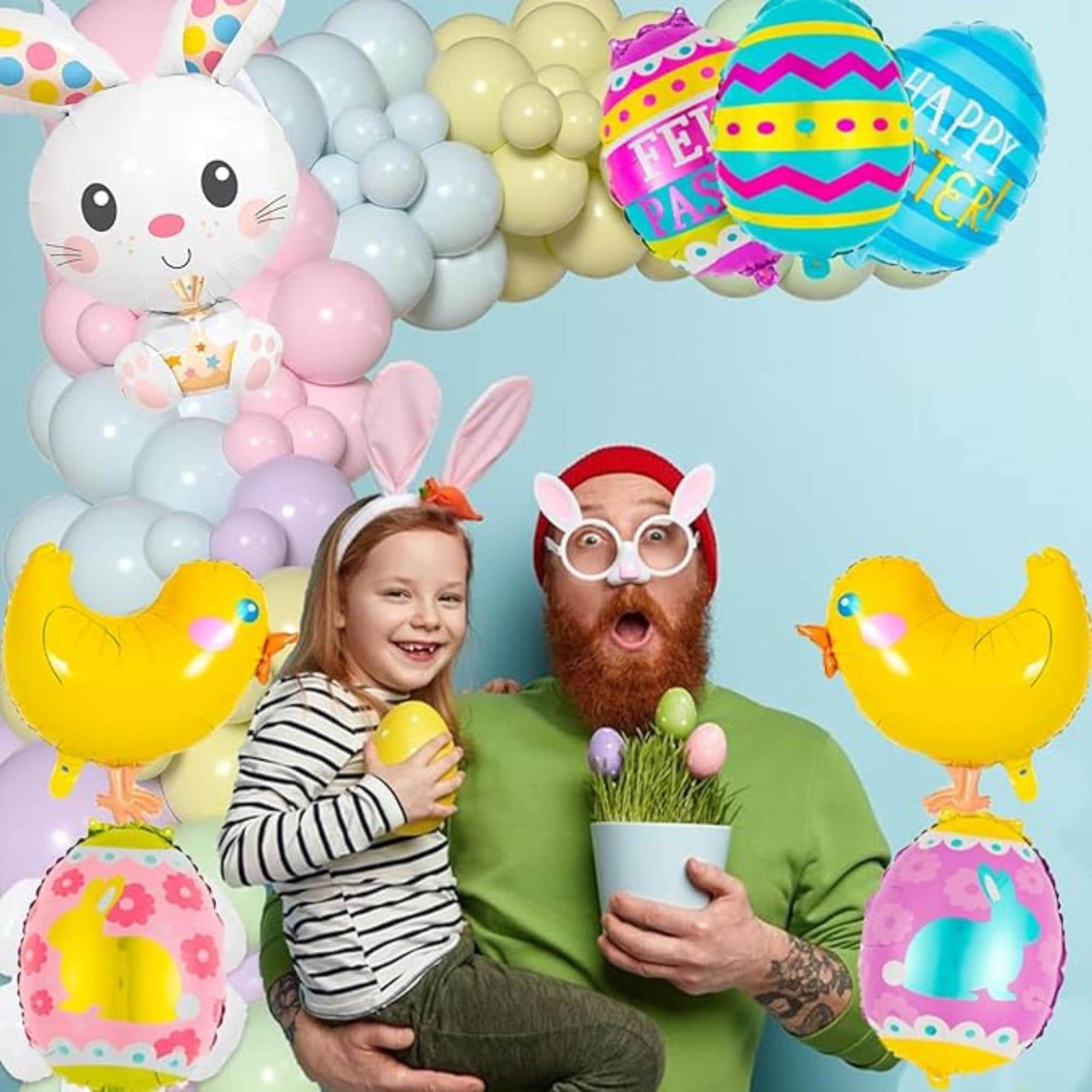 Happy Easter Balloons Set of 8 Rabbit Egg Foil Party Decor Supplies