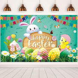 Happy Easter Banner Backdrop 72 x 43 Inch Bunny Chick Egg Spring Party Decor