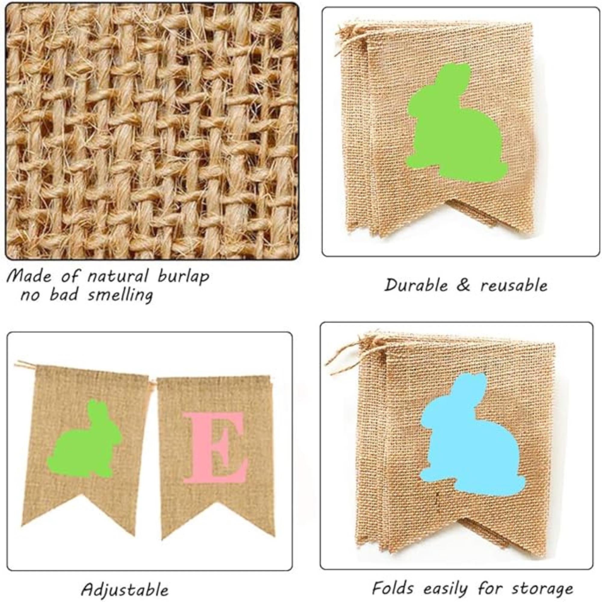 Easter Burlap Bunny Garland Banner Rustic Party Decor for Indoor Outdoor
