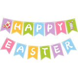 Happy Easter Banner Garland Pre-Strung Bunny Egg Paper Party Decor Supplies