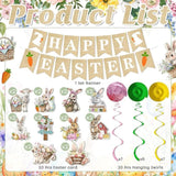 Happy Easter Garland Banner Bunny Egg Hanging Swirl Party Decor Supplies