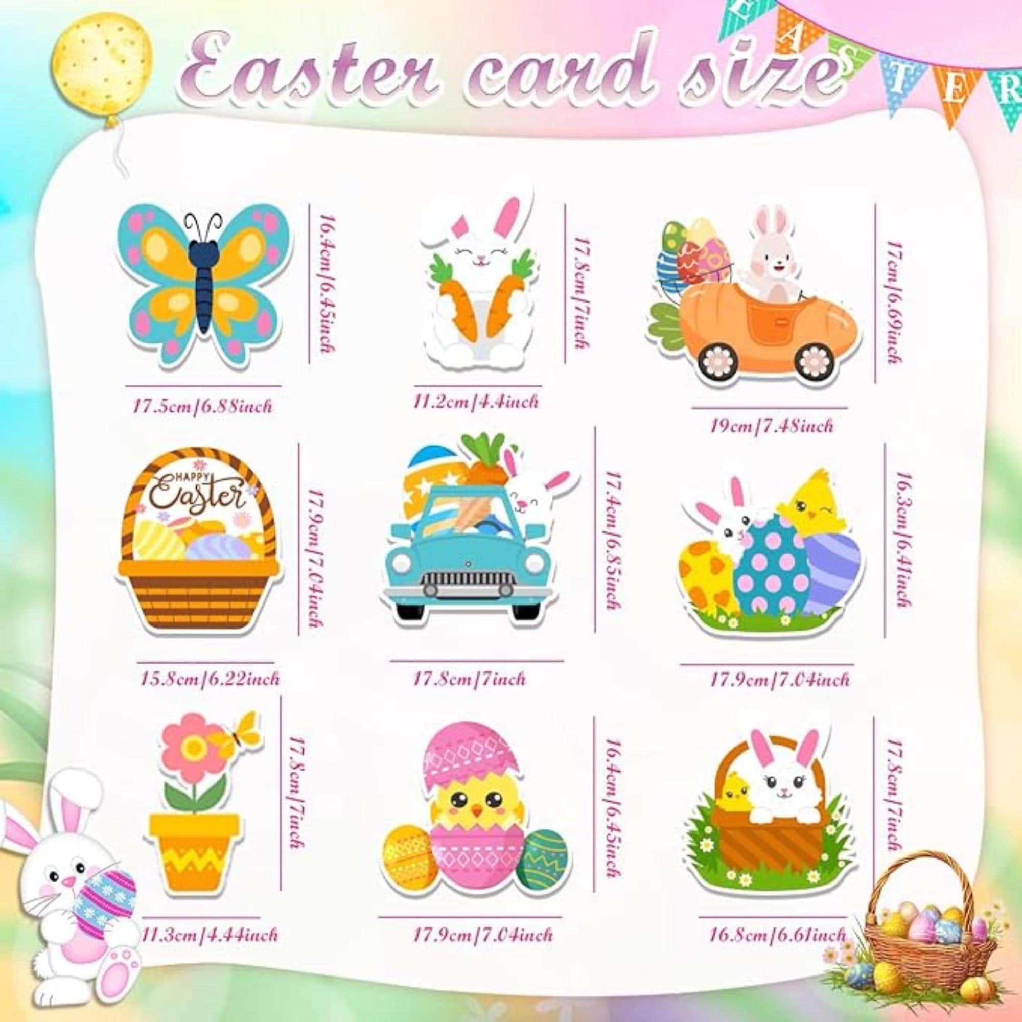 Happy Easter Banner Garland Party Decor Set: Bunnies, Eggs, Swirls