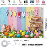 Easter Bunny Egg Backdrop: Colorful Spring Photo Banner Party Decor