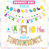 Burlap Easter Banner Garland with Felt Bunnies and Pom Poms