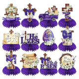 He Is Risen Honeycomb Centerpieces Set of 12 Religious Easter Cross Table Decor Supplies