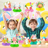 Happy Easter Honeycomb Decorations Set 3D Bunny Egg Table Centerpiece Party Decor Supplies