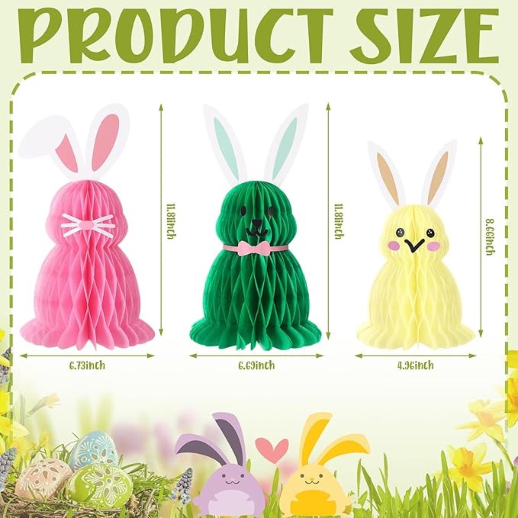 Easter Bunny Honeycomb Centerpieces Set of 6 Large Pastel Rabbit 3D Table Decor Supplies
