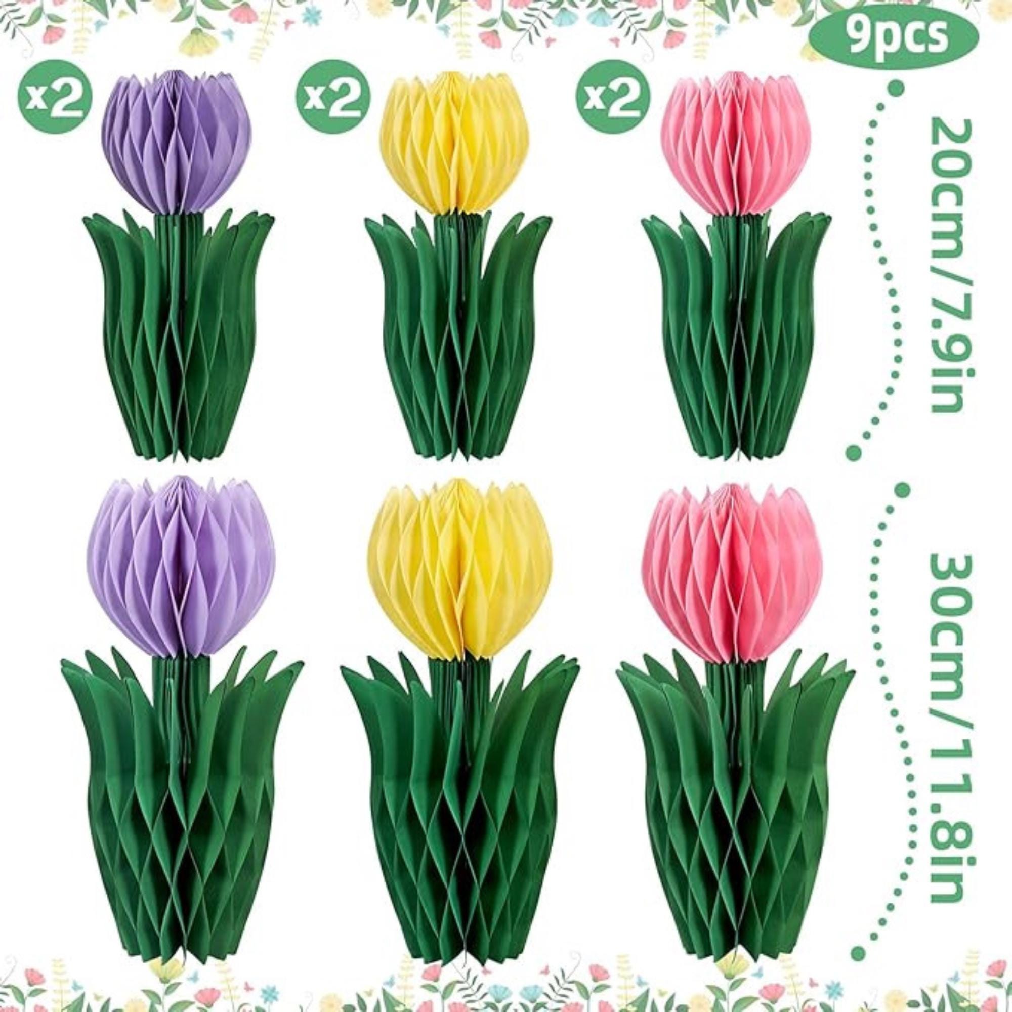 Tulip Flower Honeycomb Centerpieces Spring Table Decor for Home Garden Party Supplies