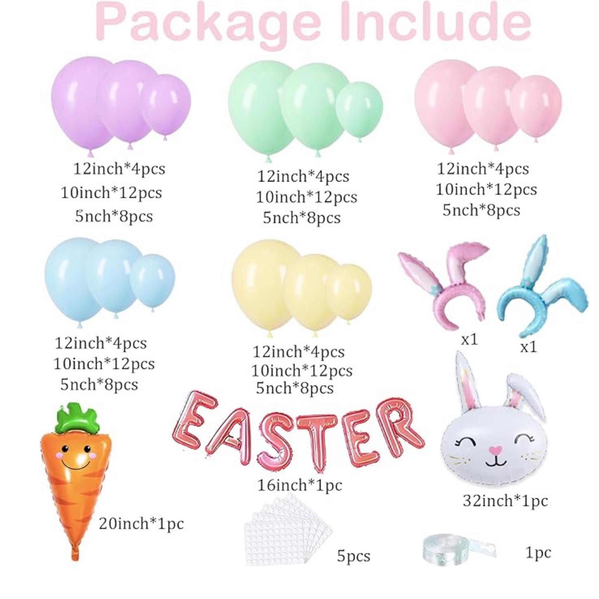 Easter Balloon Arch Kit Pastel Bunny Carrot Mylar Latex Party Decor Supplies