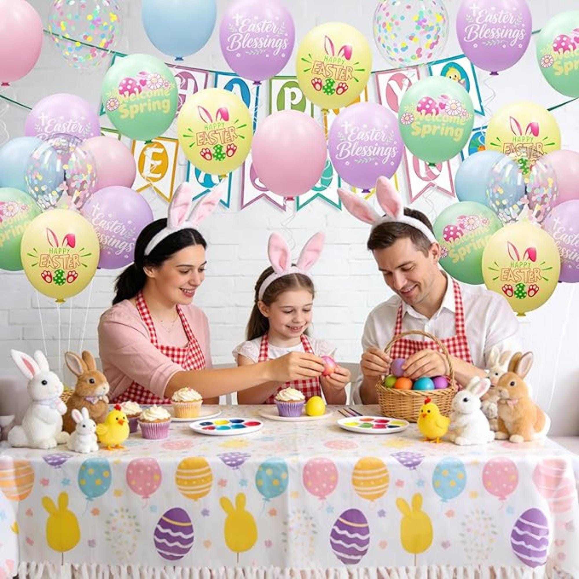 Pastel Easter Balloons Set: Happy Easter, Welcome Spring, Blessings (68 Count)