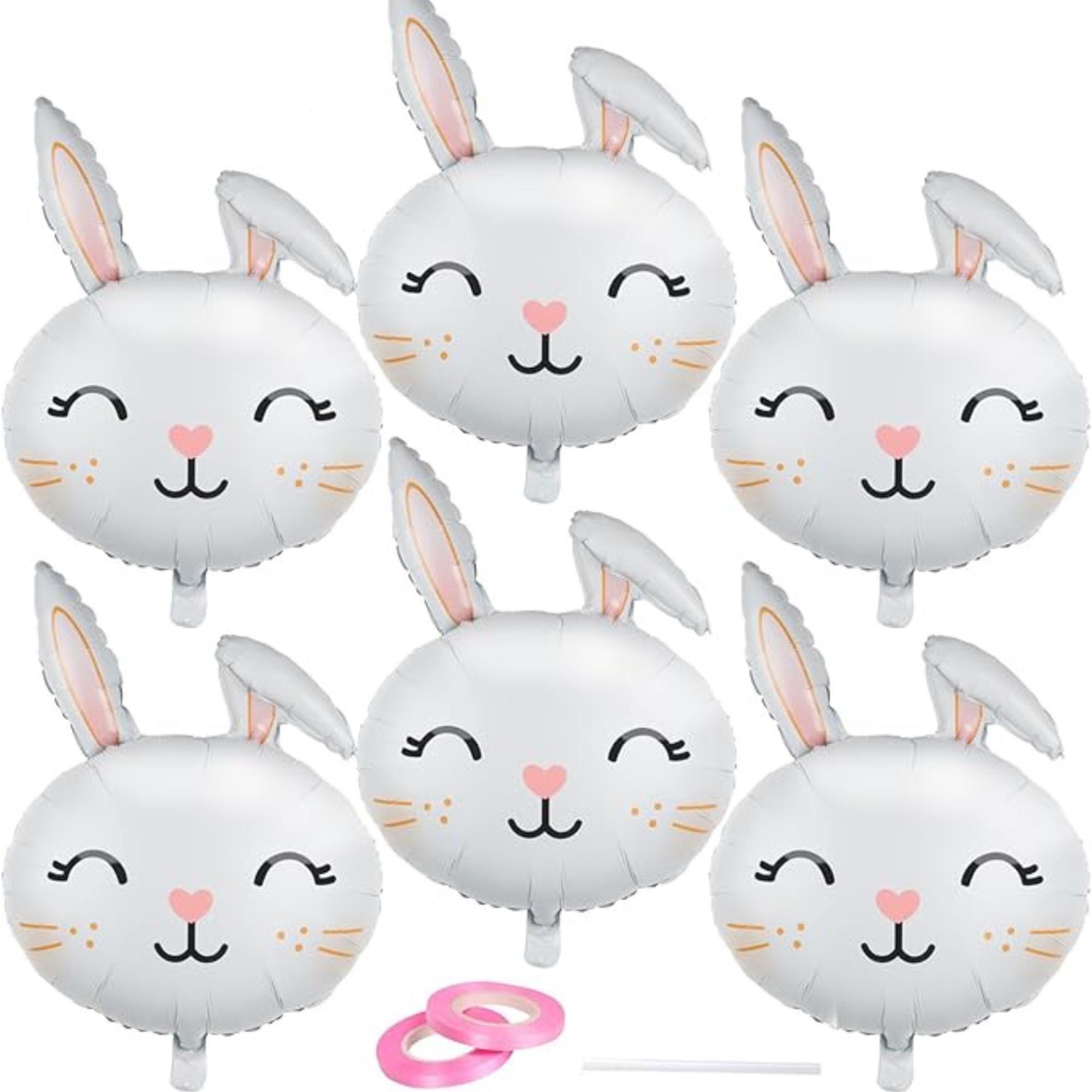 Easter Bunny Head Foil Balloons Set of 6 Rabbit Party Decor Supplies