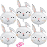 Easter Bunny Head Foil Balloons Set of 6 Rabbit Party Decor Supplies