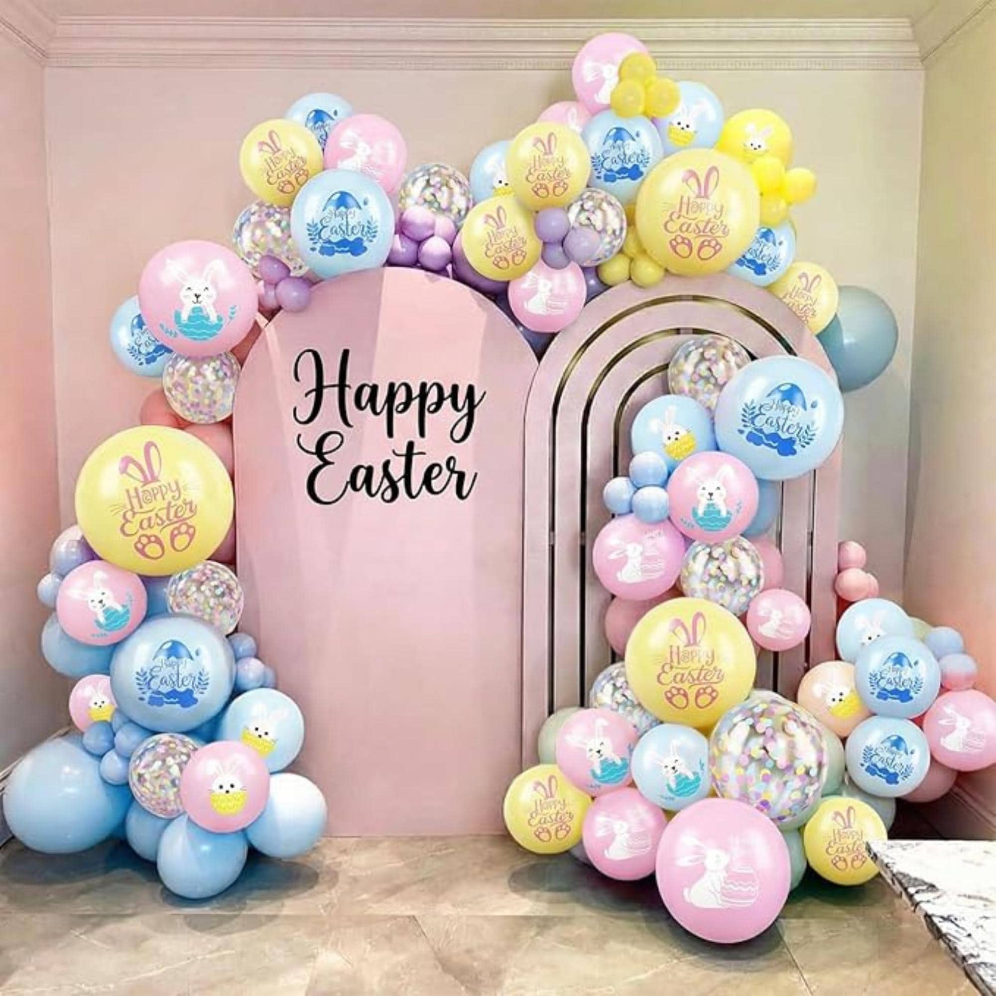 Pastel Easter Balloons: Bunny, Egg, Confetti Latex Party Decor Supplies