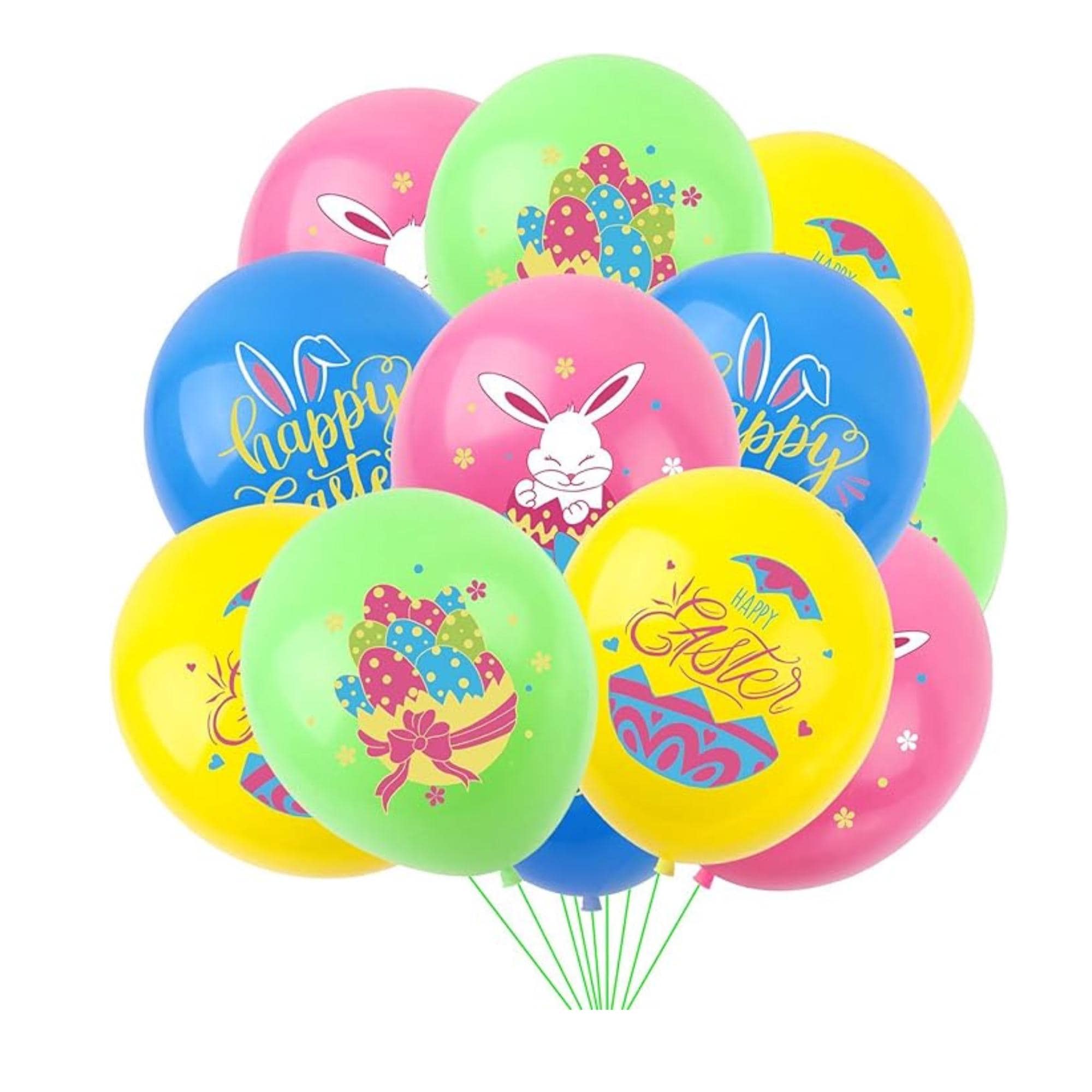 Happy Easter Balloons Set of 12 Bunny Egg Colorful Party Decor Supplies