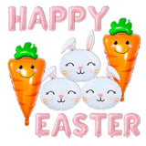 Happy Easter Bunny Carrot Foil Balloon Party Decor Supplies