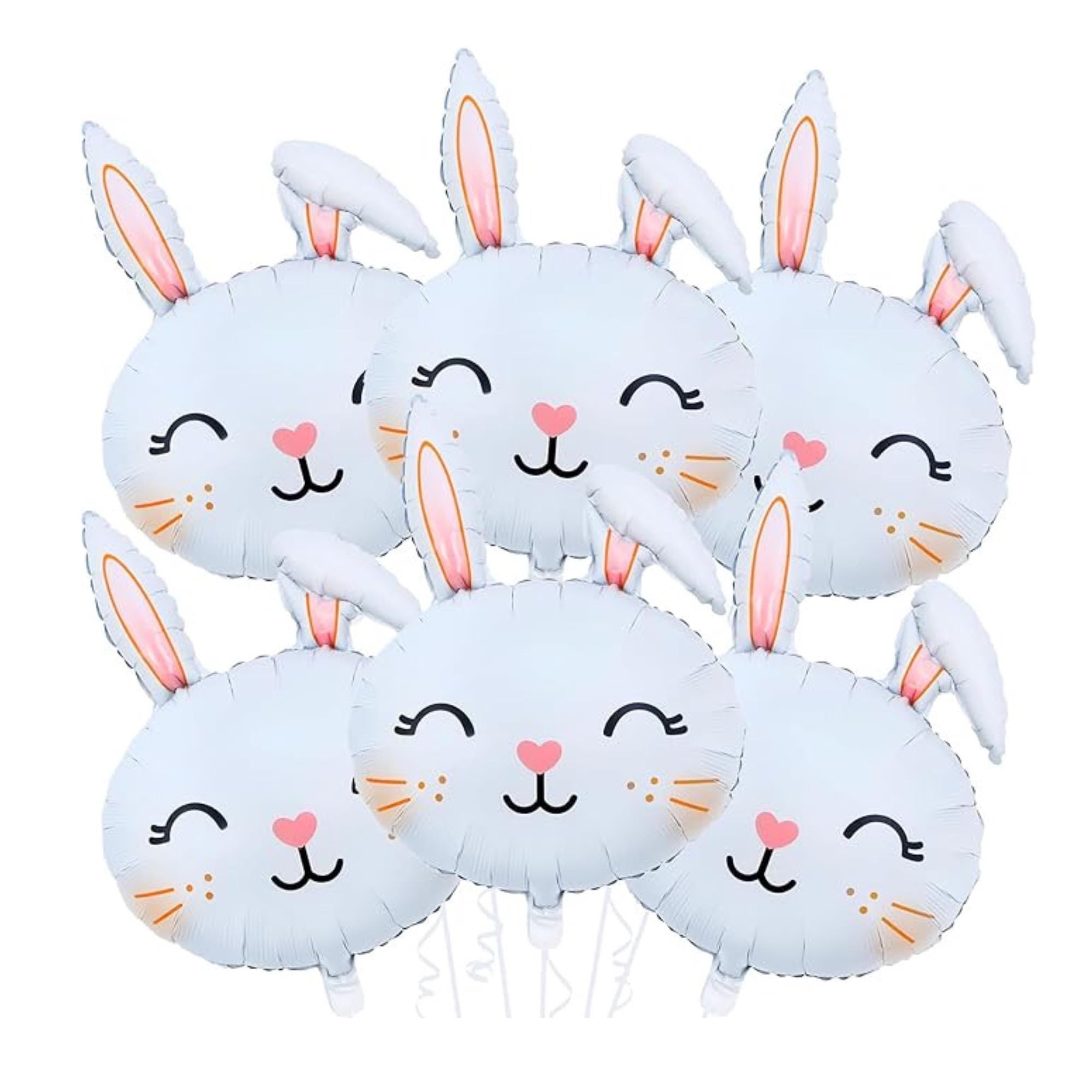 Easter Bunny Head Foil Balloons Set of 6 Rabbit Mylar Party Decor Supplies