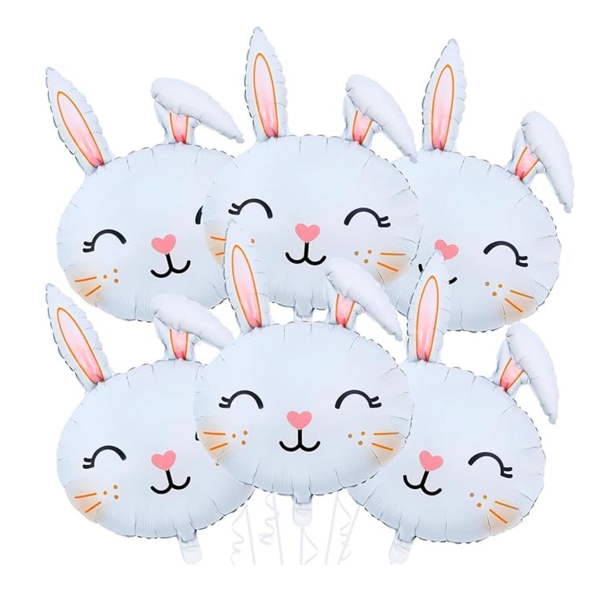 Easter Bunny Head Foil Balloons Set of 6 Rabbit Mylar Party Decor Supplies