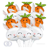 Easter Bunny Foil Balloons Set of 12 Rabbit Carrot Party Decor Supplies
