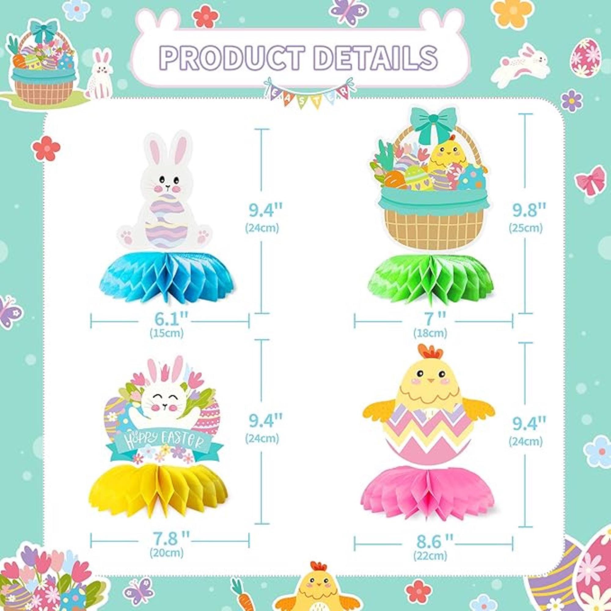 Easter Party Decorations Kit: Banner, Centerpieces, Swirls, Stickers – Festive Bunny Supplies