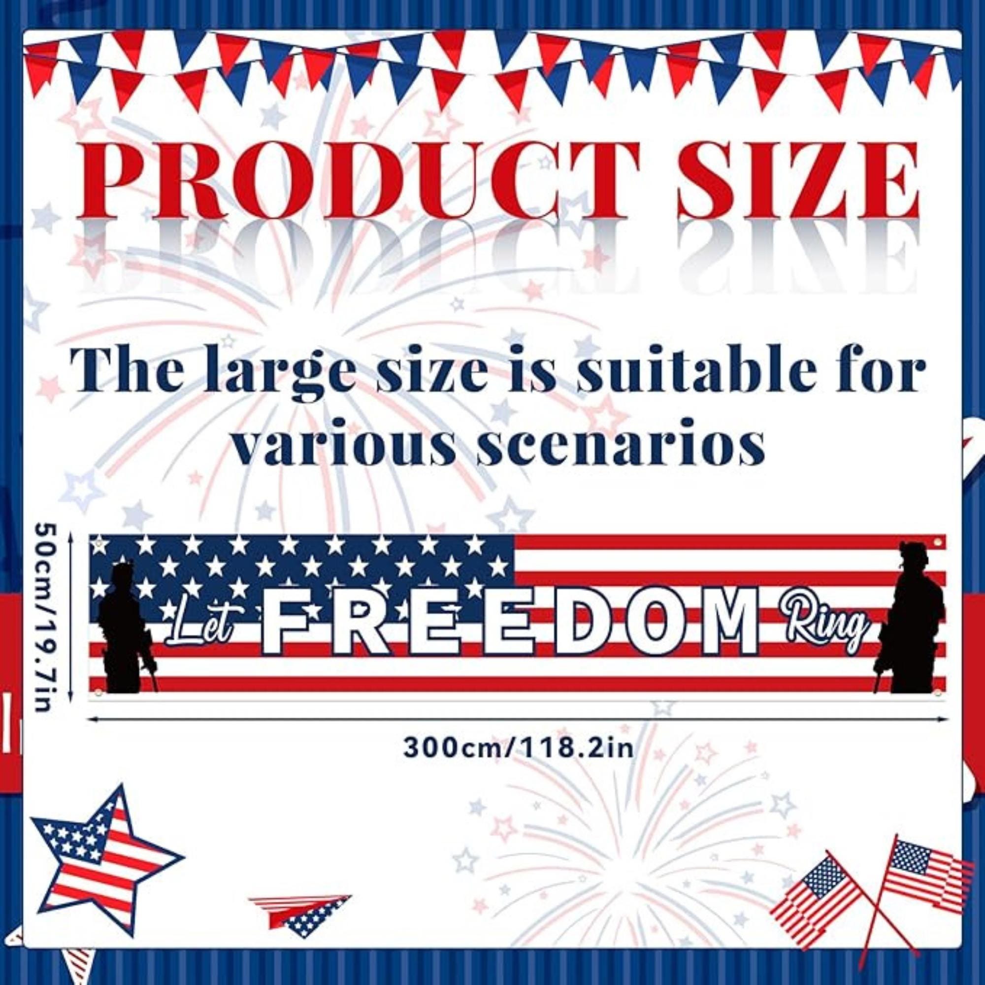 Patriotic Memorial Day Banner USA Anniversary Outdoor Yard Decoration