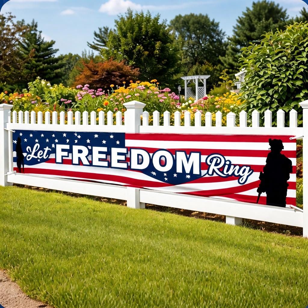 Patriotic Memorial Day Banner USA Anniversary Outdoor Yard Decoration